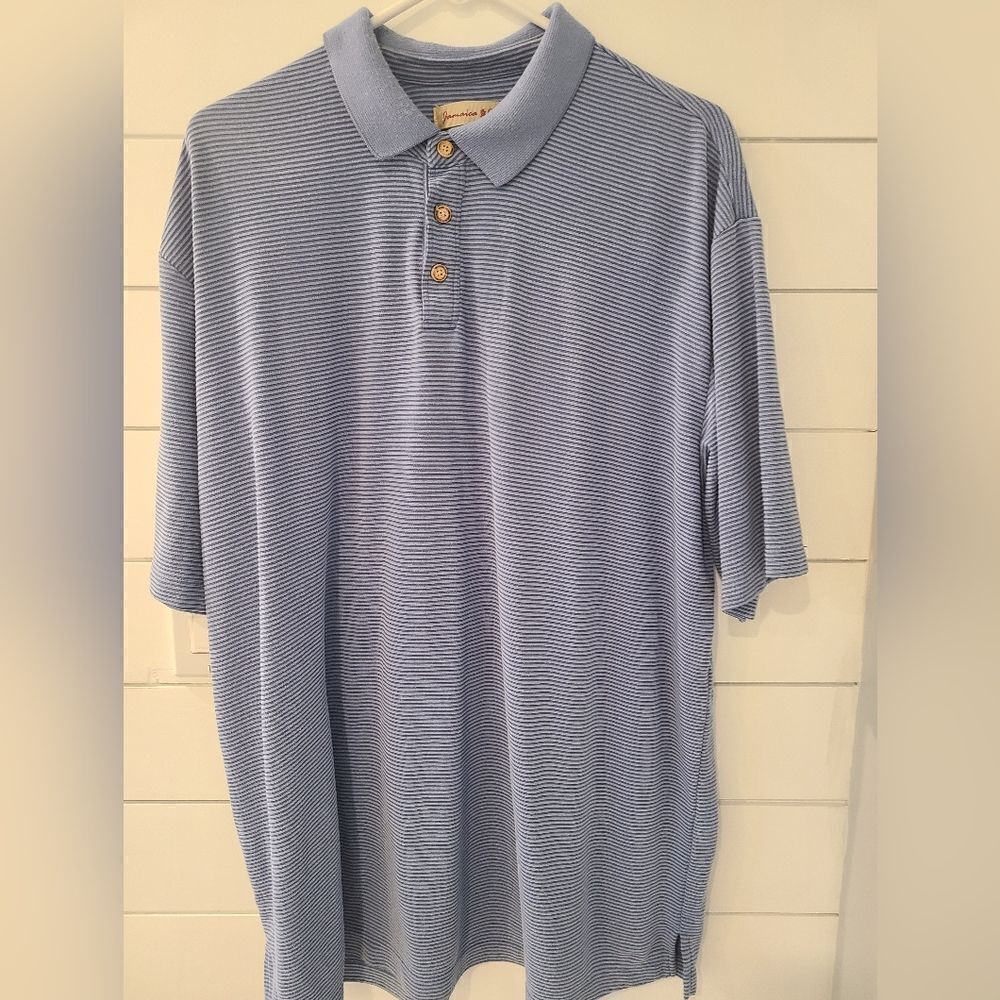 Jamaica Jaxx Cotton Men's short Sleeve Blue Polo shirt Large
